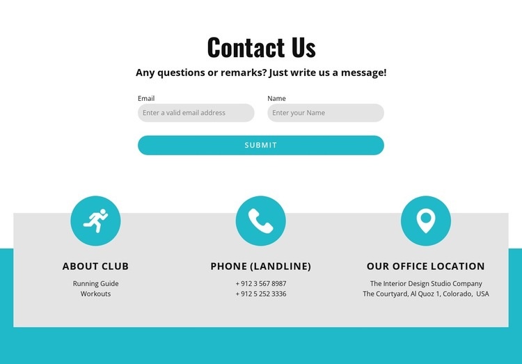 Kontaktformulär med kontakter Html webbplatsbyggare