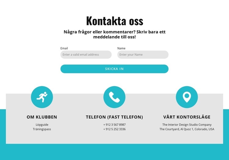 Kontaktformulär med kontakter HTML-mall