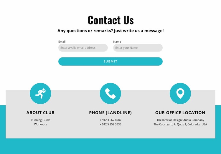 Contact form with contacts Website Builder Templates