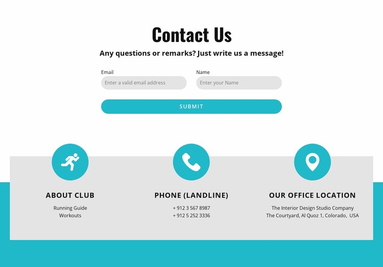 Contact form with contacts Website Mockup