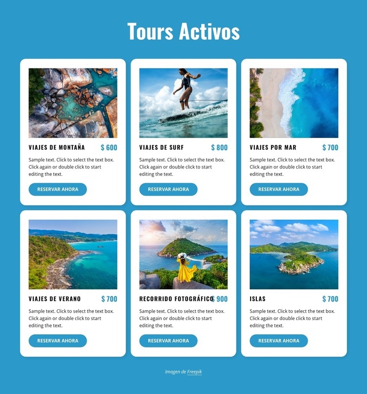 Excursiones activas Plantillas de creación de sitios web