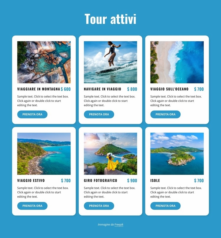 Tour attivi Costruttore di siti web HTML