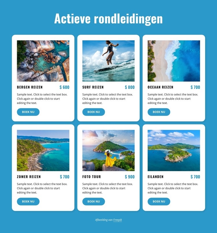 Actieve rondleidingen HTML5-sjabloon