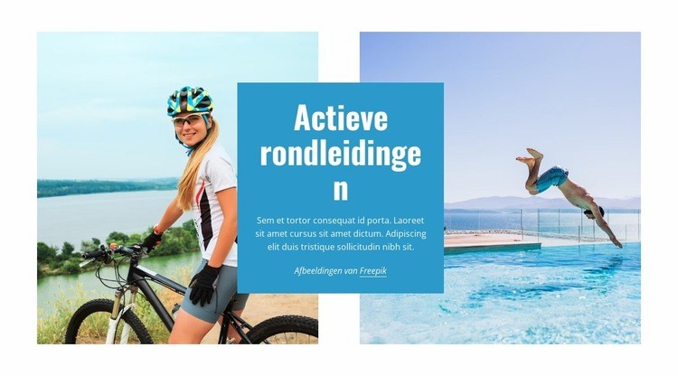 Avontuurlijke reizen, wandelen, fietsen Website ontwerp