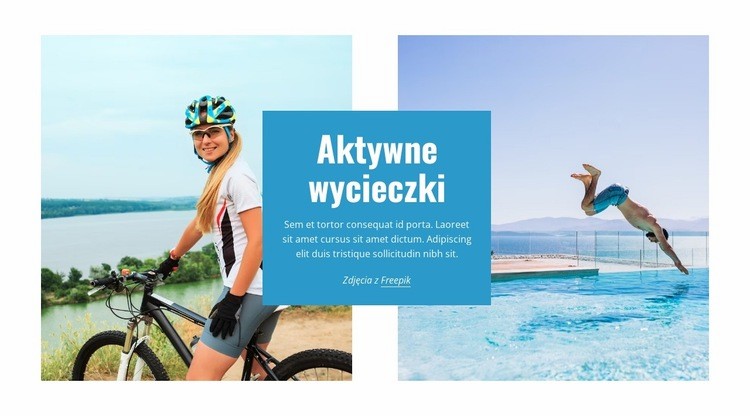 Podróże przygodowe, piesze wycieczki, jazda na rowerze Makieta strony internetowej