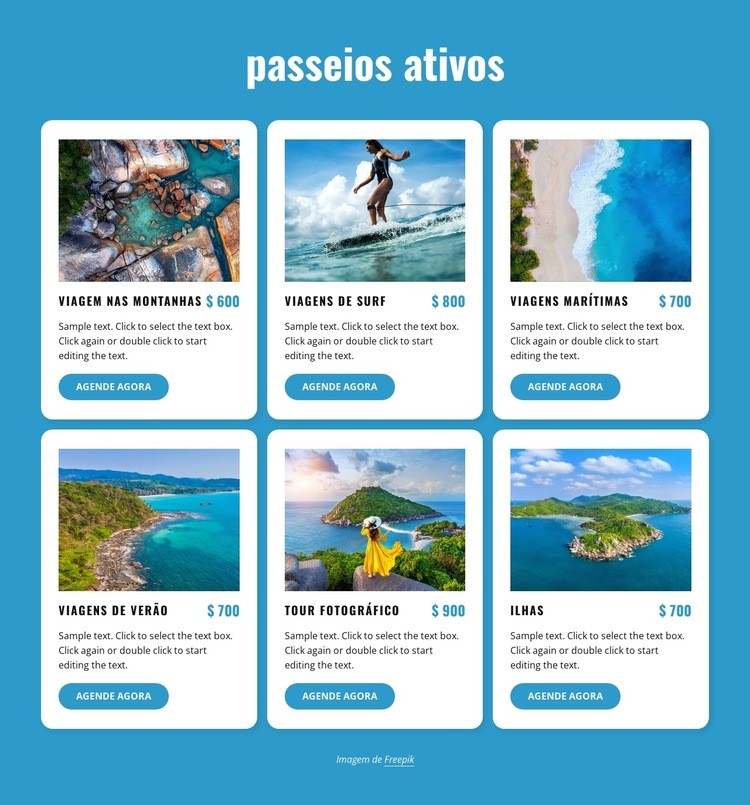 Passeios ativos Design do site