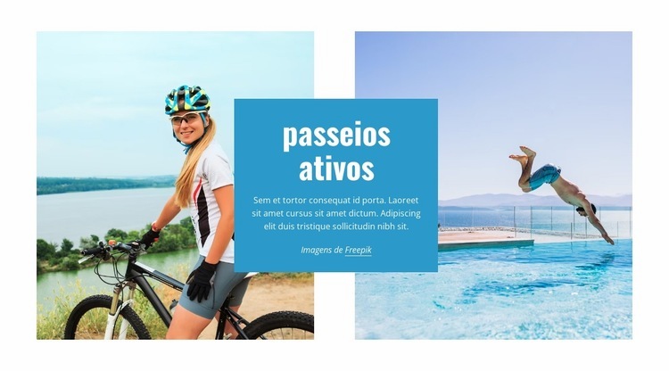 Viagens de aventura, caminhadas, ciclismo Design do site