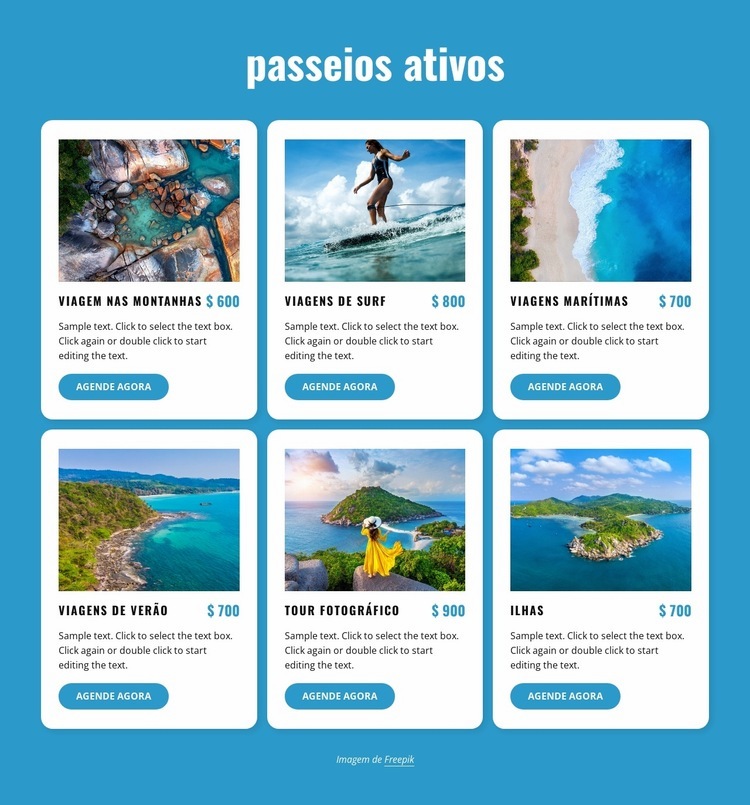 Passeios ativos Modelo de uma página