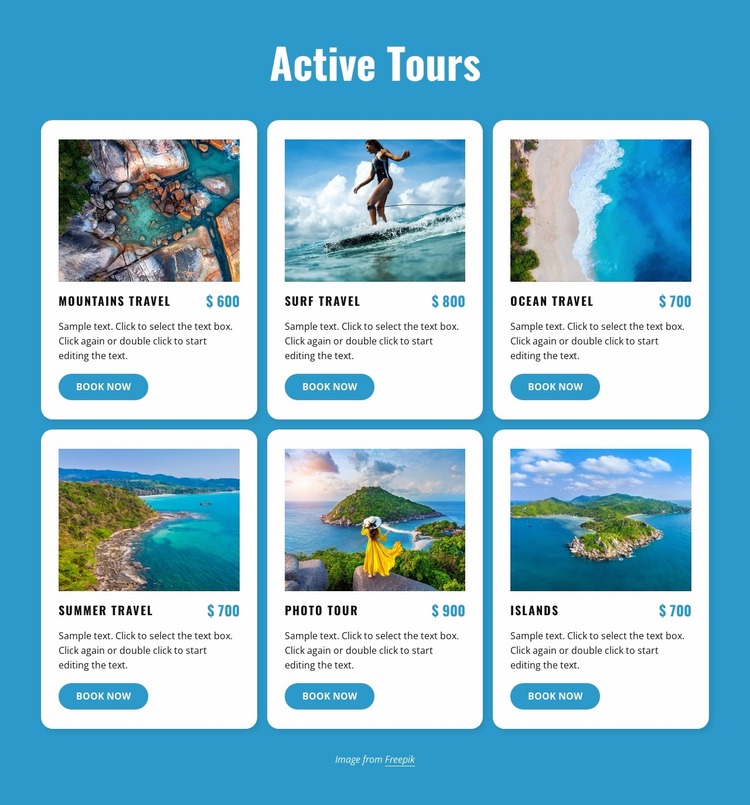 Active tours Website Mockup