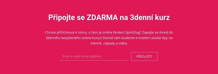 Zapojte se do bezplatného 3denního kurzu Šablona HTML