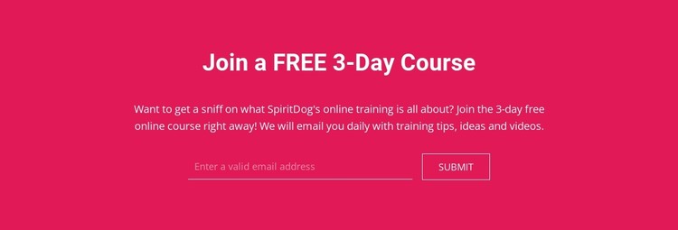 Join a free 3-day course CSS Template