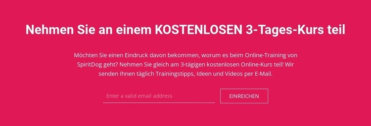 Nehmen Sie an einem kostenlosen 3-Tages-Kurs teil HTML Website Builder