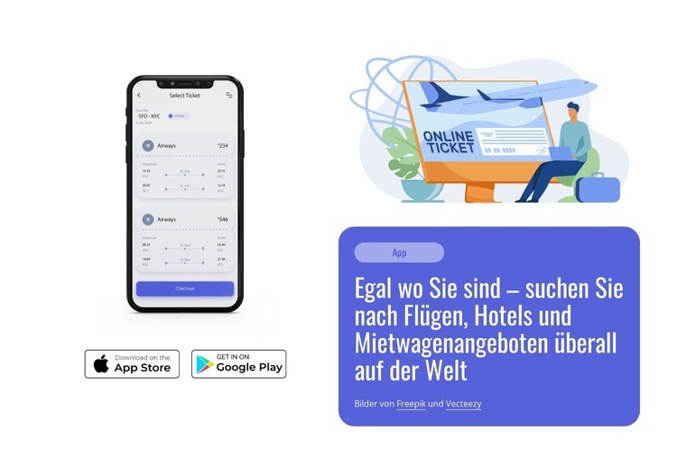 Exklusive Angebote für Hotels, Flüge Landing Page