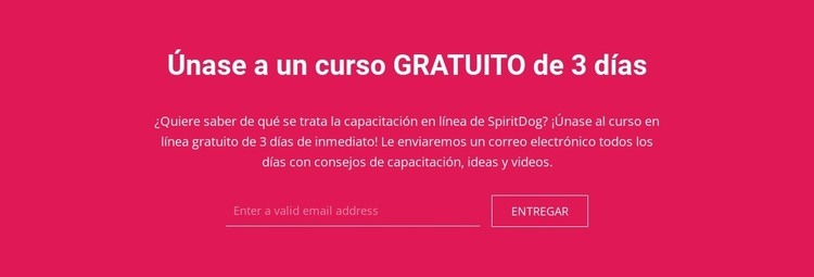 Únase a un curso gratuito de 3 días Maqueta de sitio web