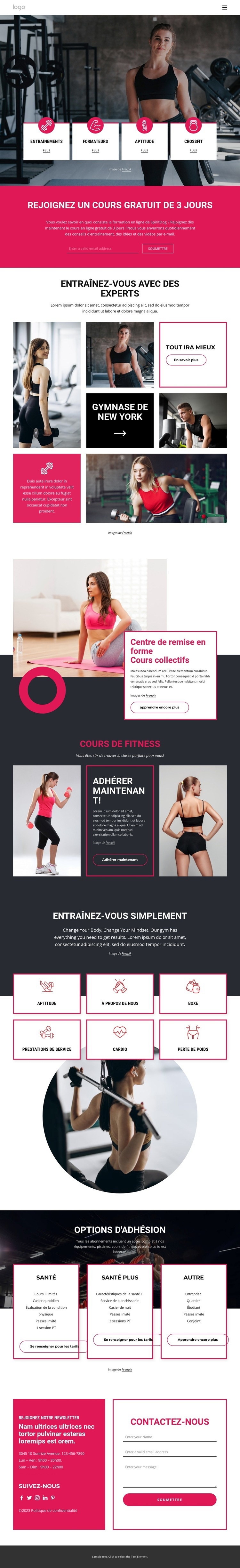 Rejoindre une salle de Crossfit Conception de site Web