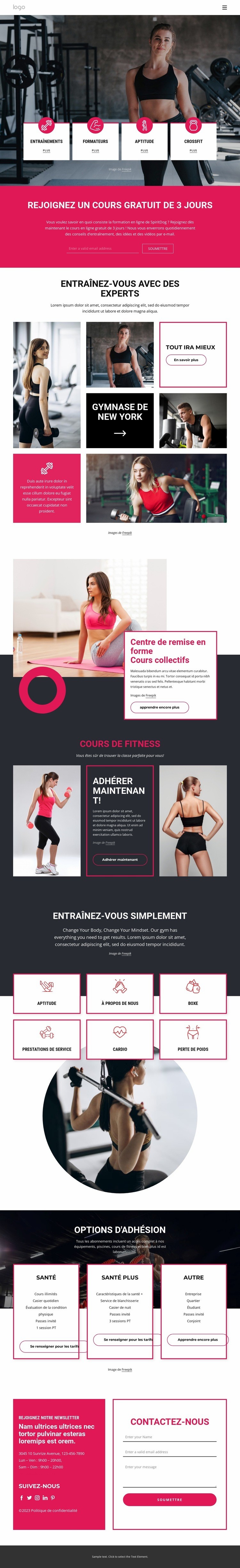 Rejoindre une salle de Crossfit Créateur de site Web HTML