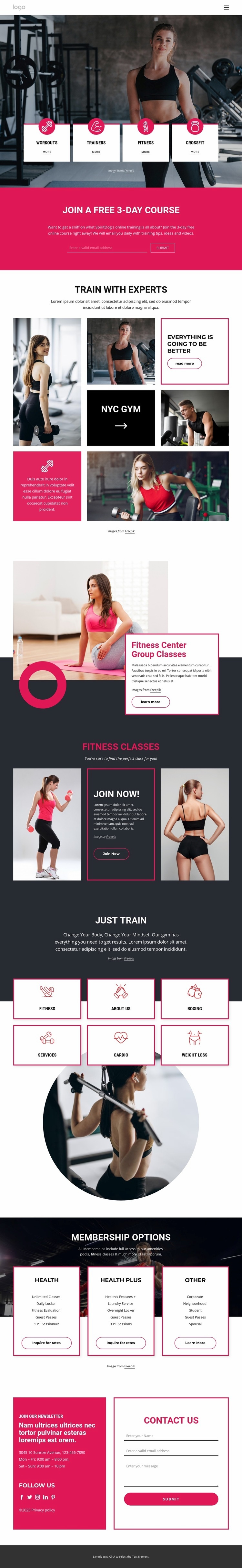 Join a Crossfit gym Homepage Design