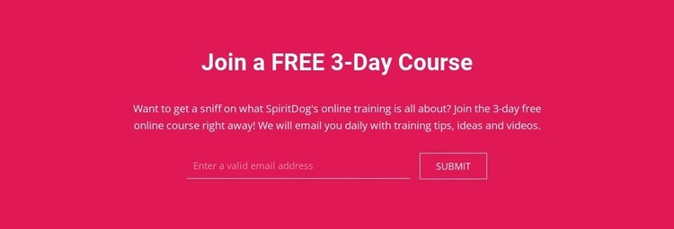 Join a free 3-day course Html Code Example