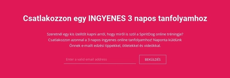 Csatlakozzon egy ingyenes 3 napos tanfolyamhoz WordPress Téma