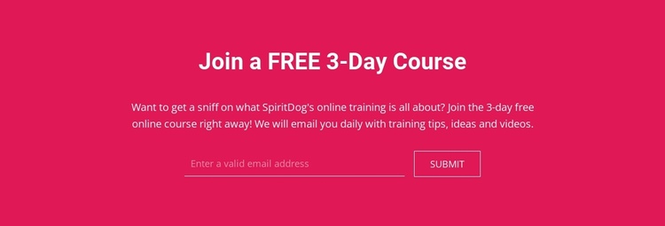 Join a free 3-day course One Page Template