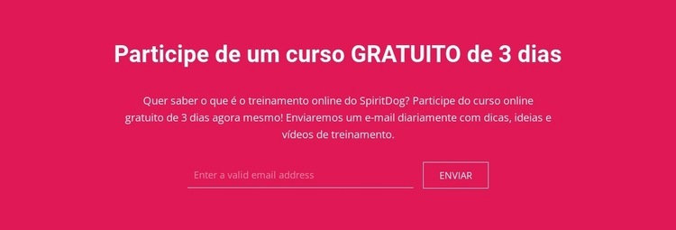 Participe de um curso gratuito de 3 dias Landing Page