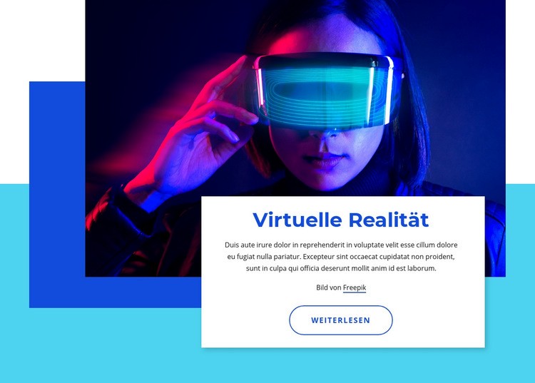 Virtuelle Realität 2021 Eine Seitenvorlage