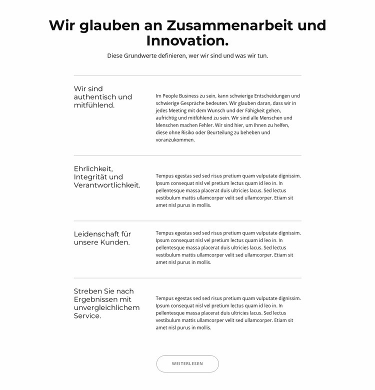 Überschriften und Texte im Grid-Repeater HTML5-Vorlage