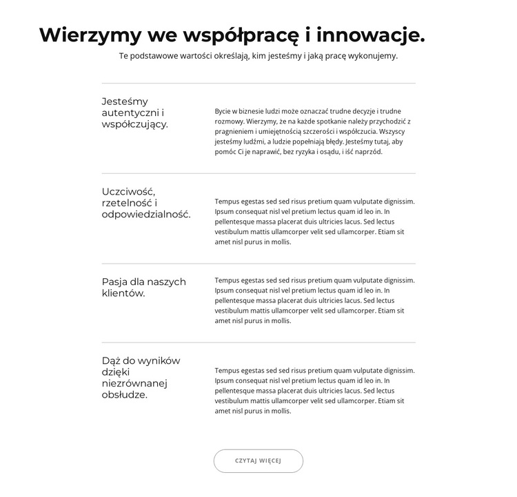 Nagłówki i teksty w repetycji siatki Motyw WordPress