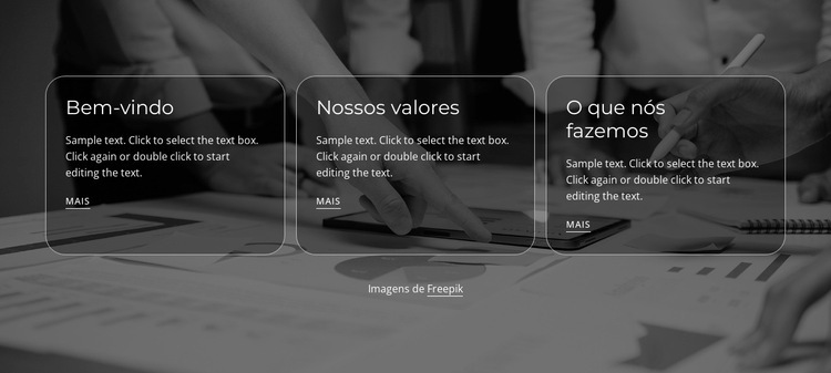 informações sobre nós Maquete do site