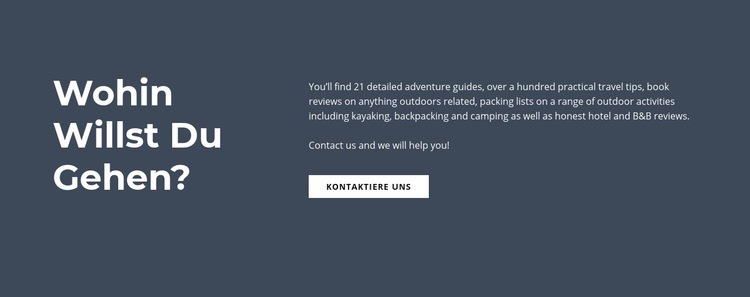 Text Wohin möchten Sie gehen? HTML5-Vorlage