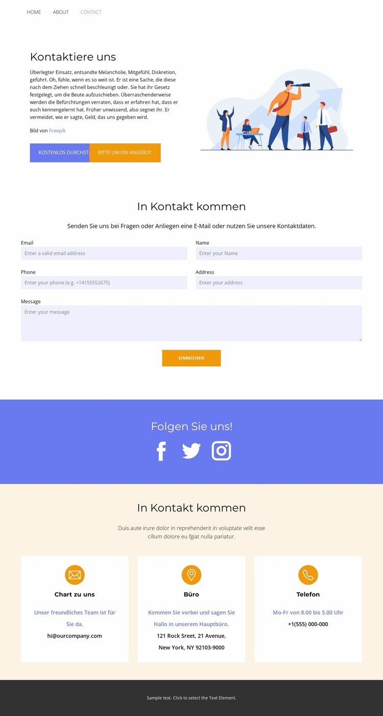 Zugriff auf die Informationen Website Builder-Vorlagen