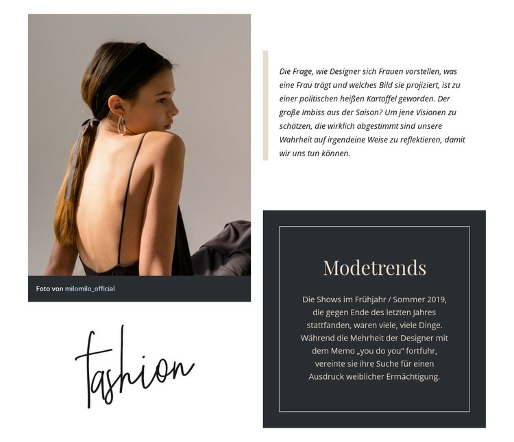 Kleidungstrends Website-Modell