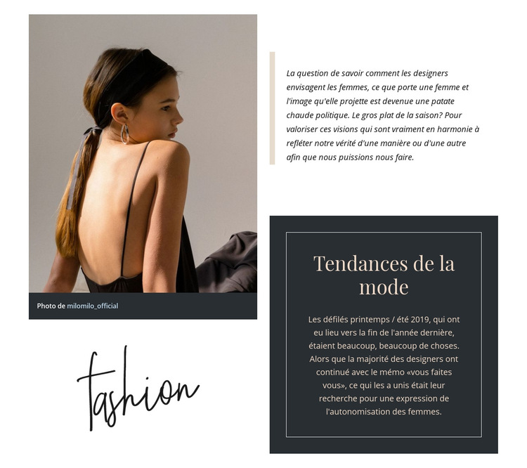 Tendances vestimentaires Modèle de site Web