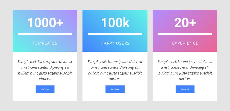Number counters with gradient Homepage Design