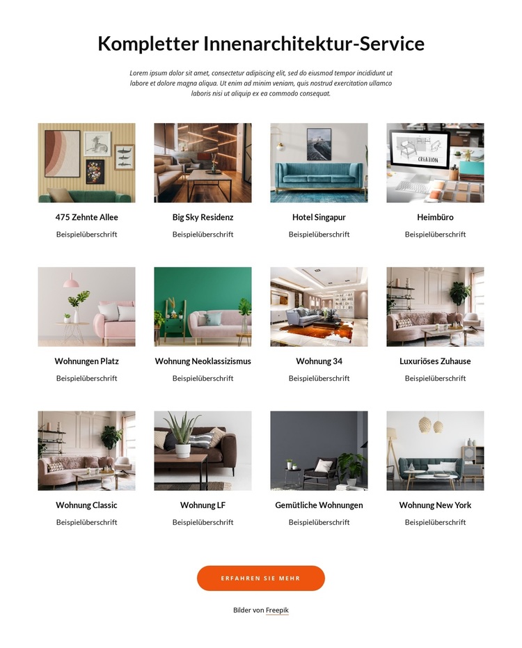 Projekte des Innenarchitekturstudios WordPress-Theme