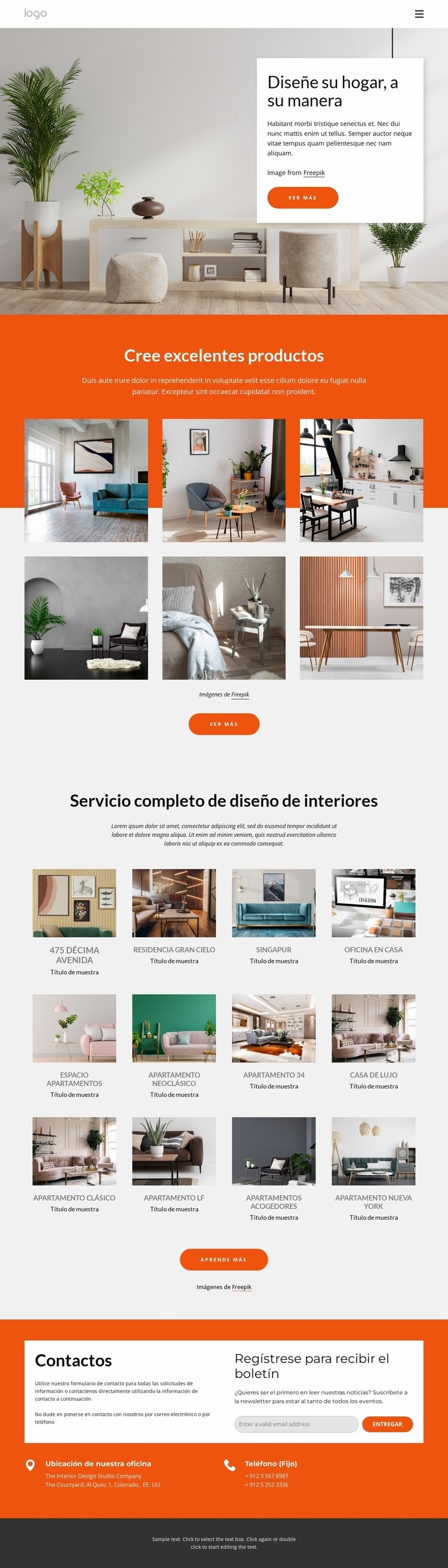 Portafolio de diseño de interiores Plantillas de creación de sitios web