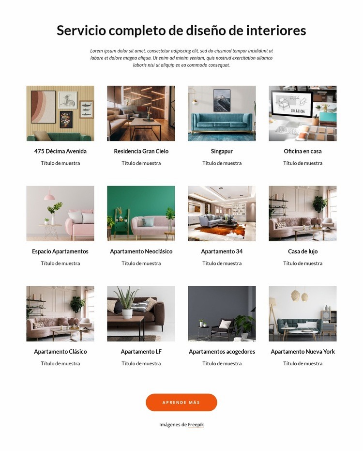 Proyectos de estudio de interiorismo Plantillas de creación de sitios web