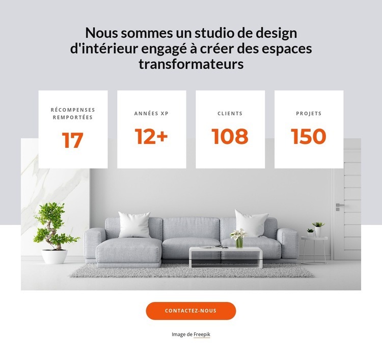 Compteurs de nombres pour studio intérieur Conception de site Web