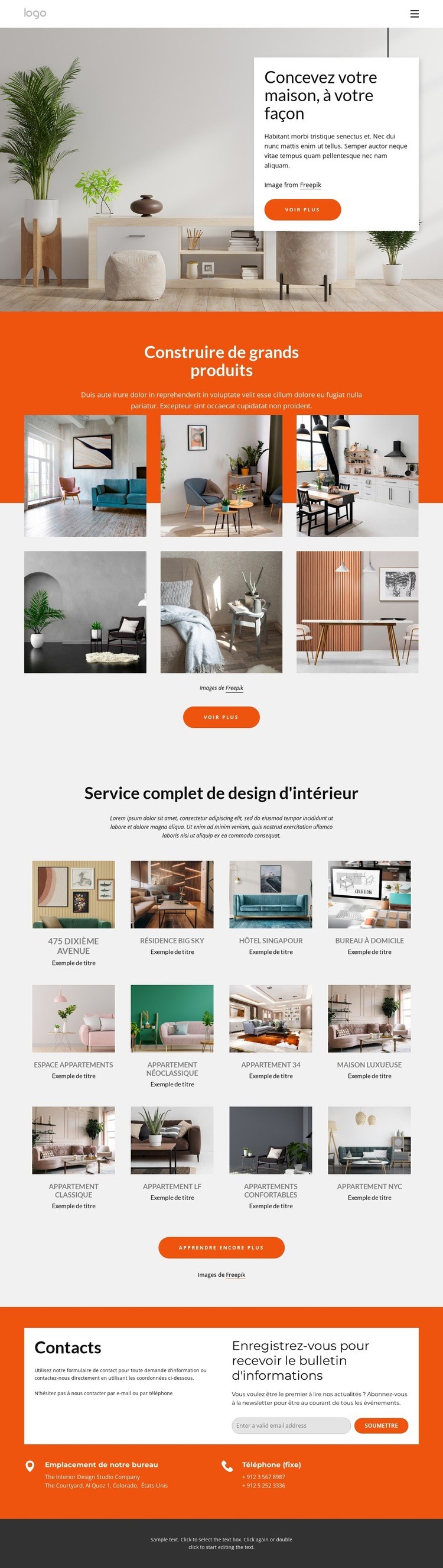 Portefeuille de design d'intérieur Modèles de constructeur de sites Web