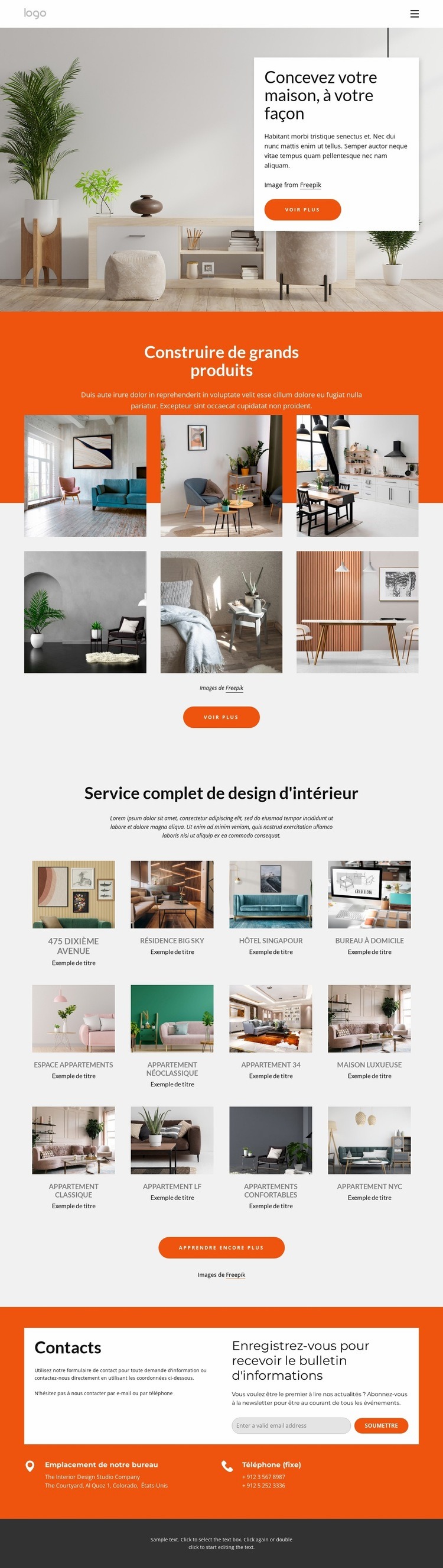 Portefeuille de design d'intérieur Créateur de site Web HTML