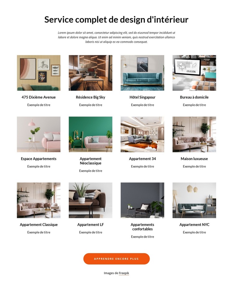 Projets de studio de design d'intérieur Thème WordPress