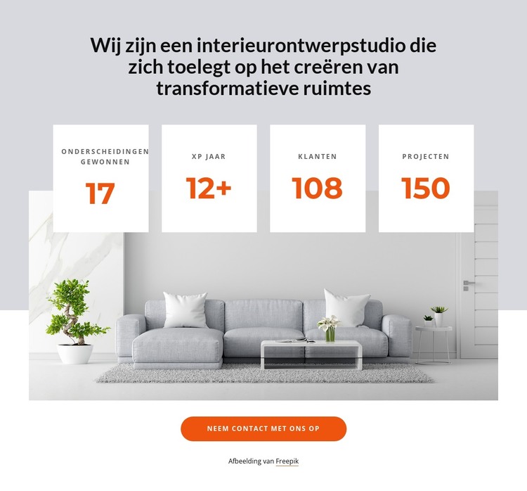 Nummertellers voor interieur studio HTML-sjabloon