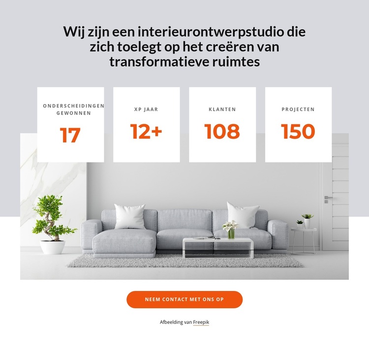 Nummertellers voor interieur studio WordPress-thema