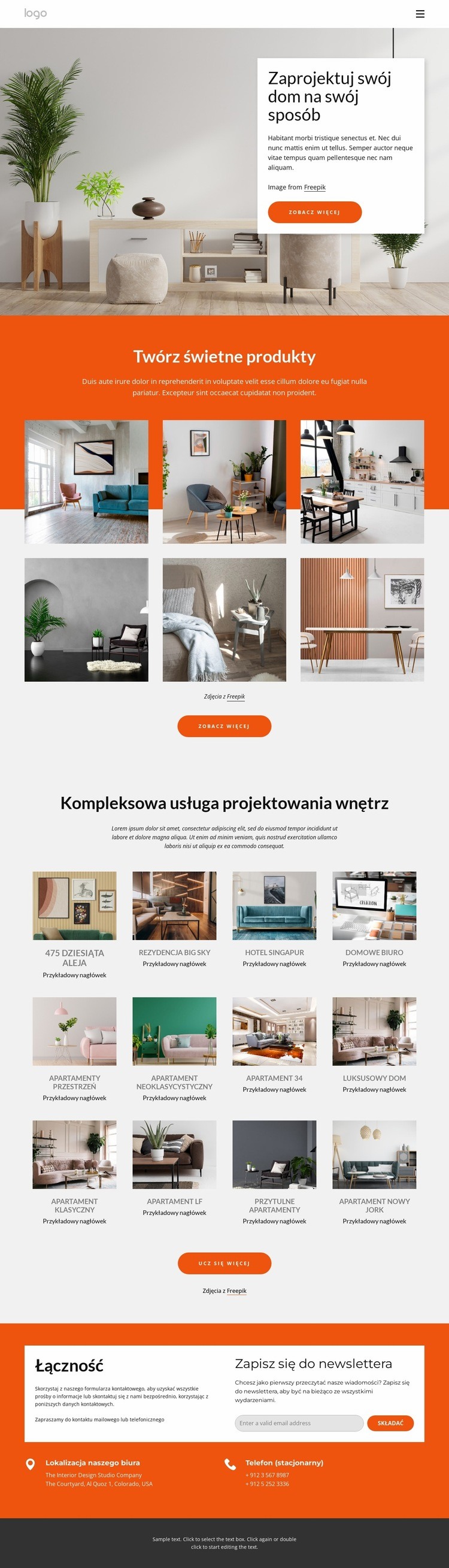 Portfolio projektów wnętrz Szablony do tworzenia witryn internetowych