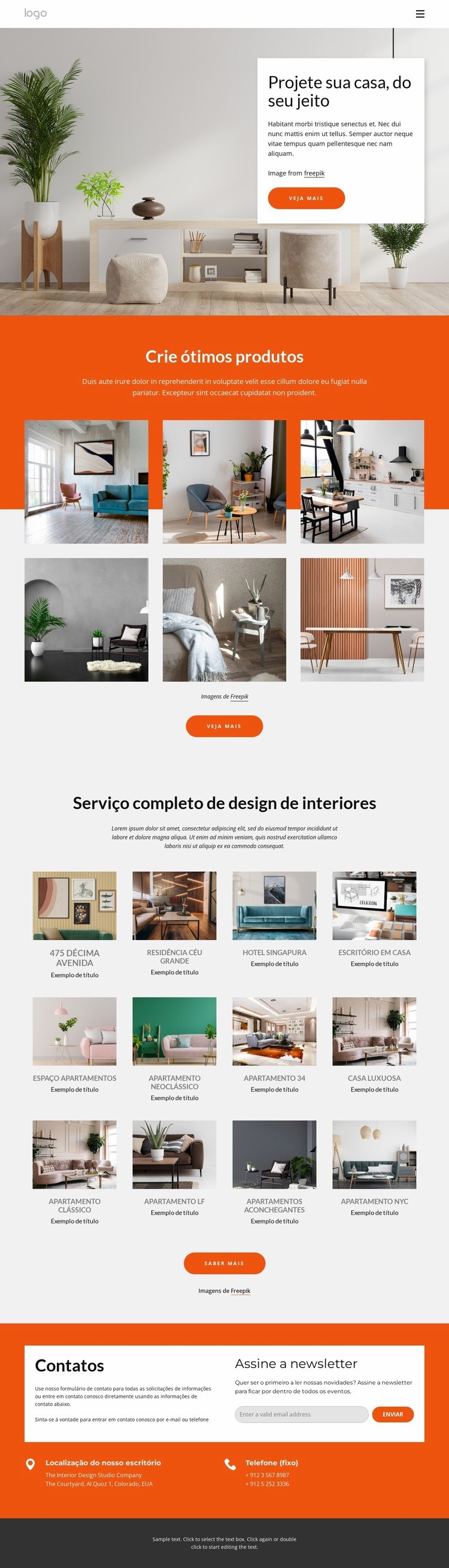 portfólio de design de interiores Maquete do site