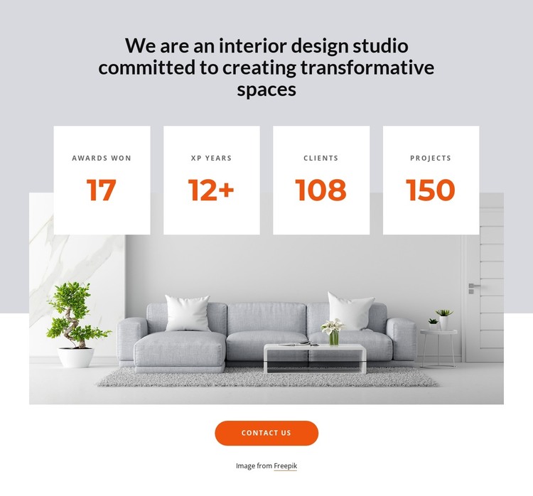 Number counters for interior studio Web Design
