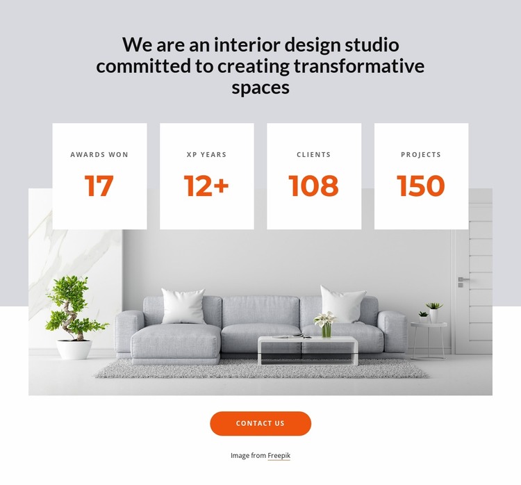 Number counters for interior studio WordPress Website Builder