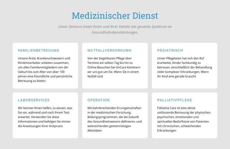 Entdecken Sie unsere medizinischen Dienstleistungen HTML Website Builder