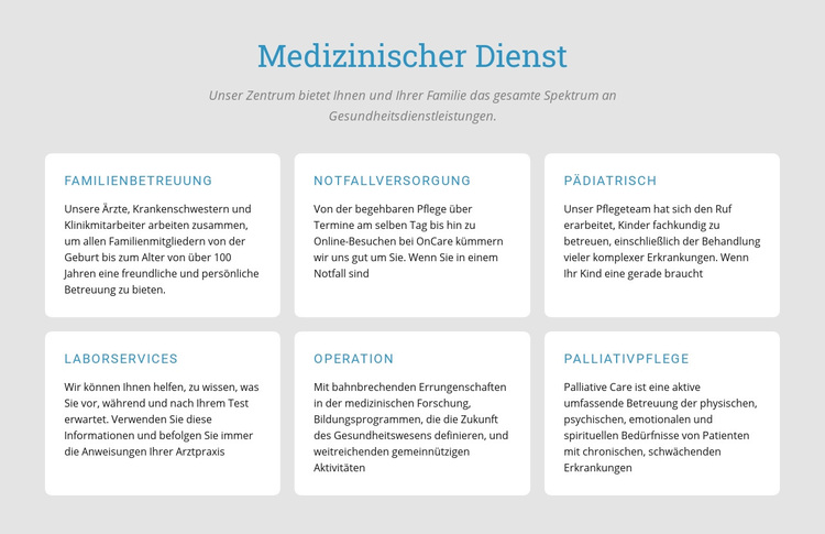 Entdecken Sie unsere medizinischen Dienstleistungen WordPress-Theme