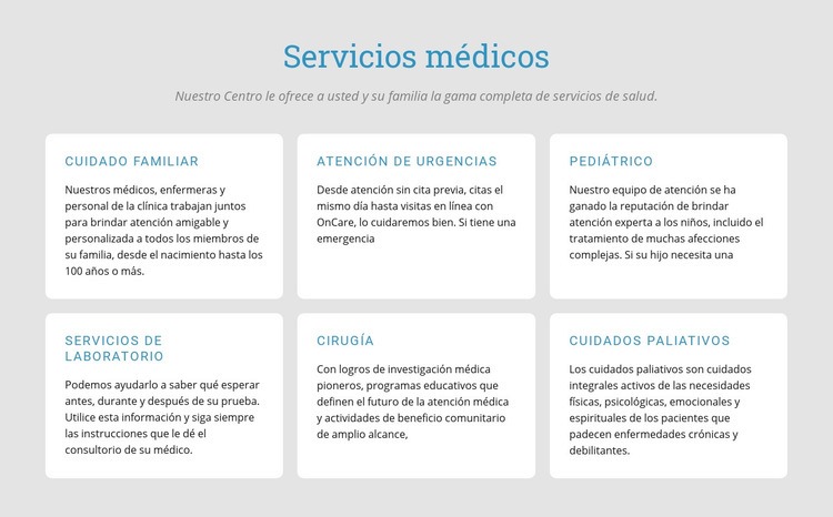 Explore nuestros servicios médicos Creador de sitios web HTML
